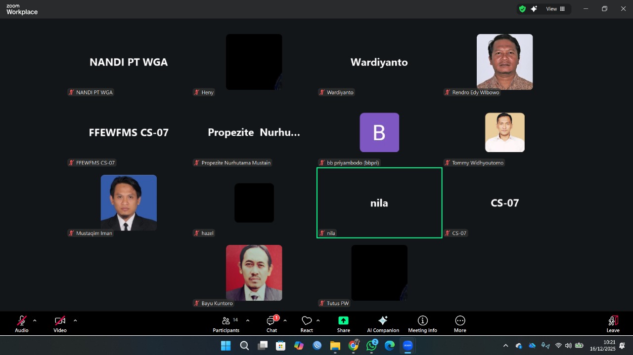 Rapat koordinasi melalui dengan Zoom meeting tim cs07 dengan Bintek Pembahasan Biaya Survey pukul 09.00 WIB.