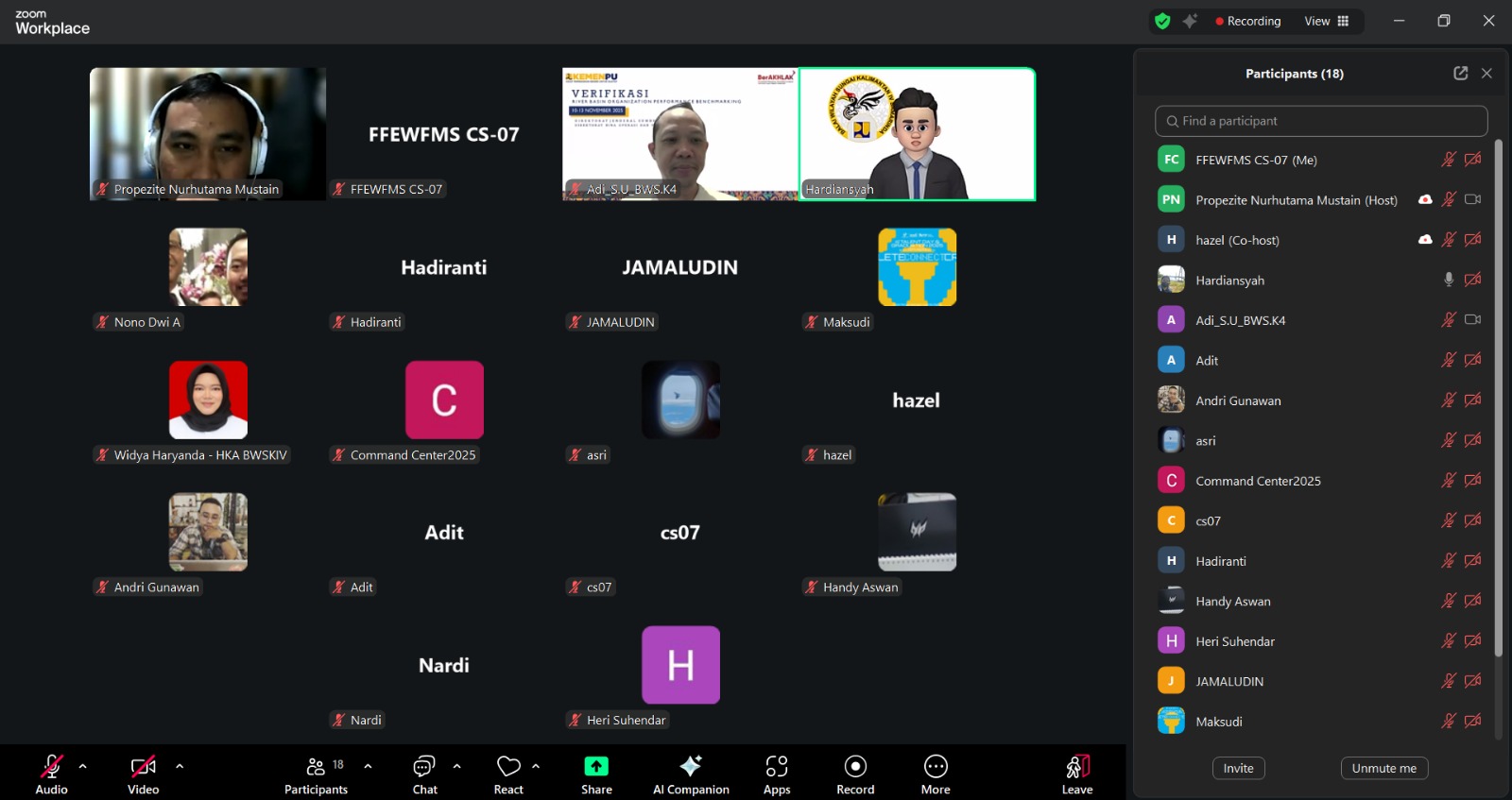 Zoom meeting tim cs 07 diskusi integrasi FFEWS dengan Bintek dan IKN Kalimantan IV